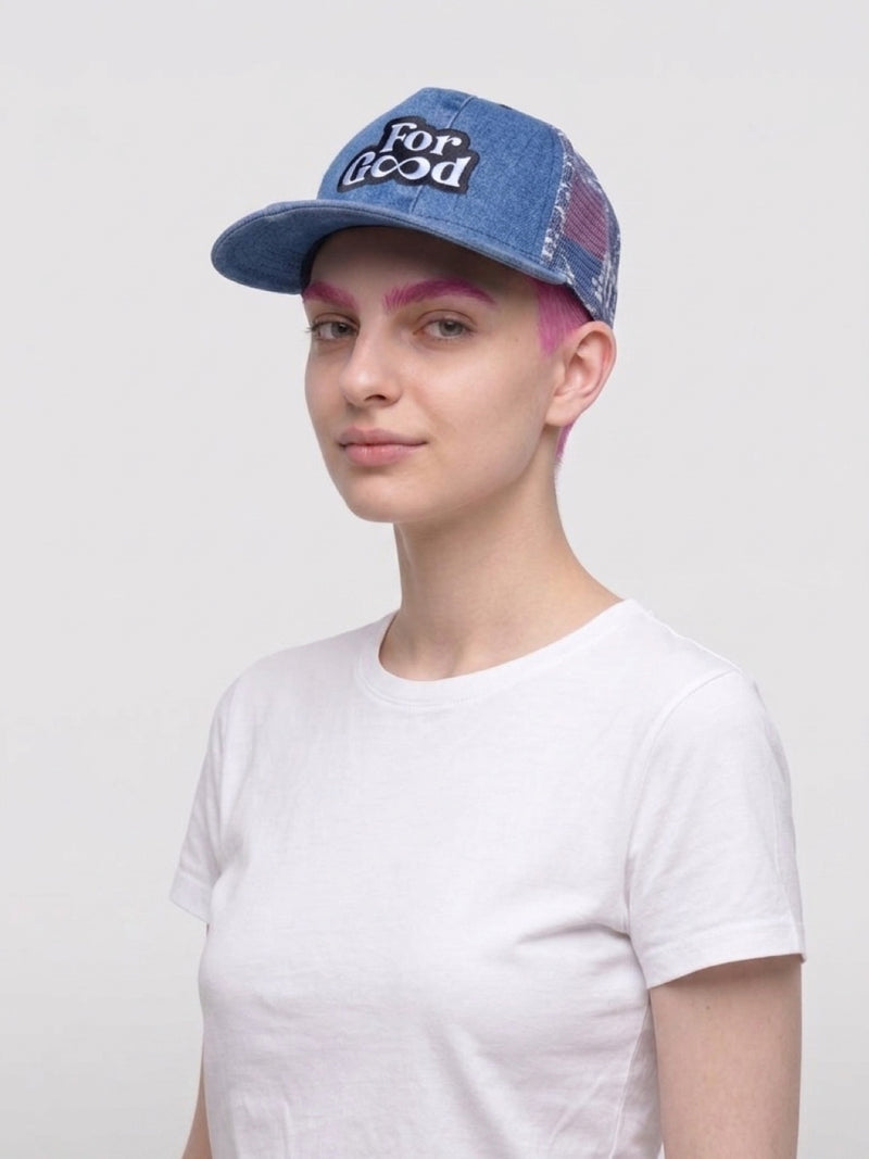For Good × Thread Haus — 1:1 Upcycled Denim Trucker Cap